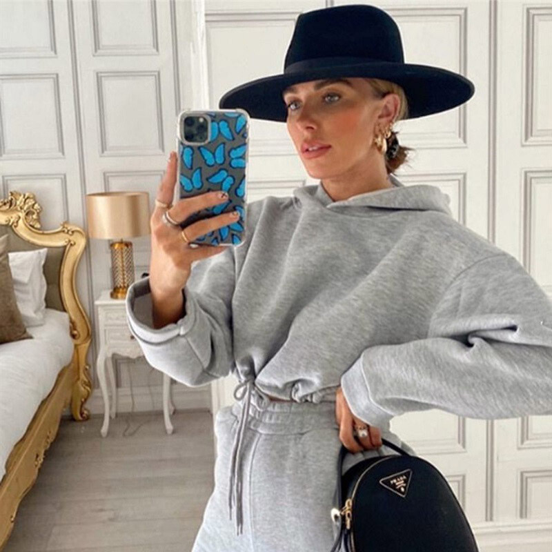 Sieviešu sporta kostīms ar kapuci, 2 gab., komplekts, sporta krekli, džemperi, kapuci, bikses, uzvalks, mājas sporta bikses, bikses, tērpi