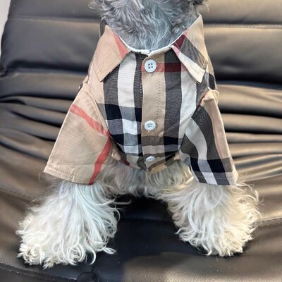 Kisállat ruházat, vékony ruha, kiskutya, macska, kockás ing, francia vödör, Schnauzer, Bibi, mackó, Shiba Inu