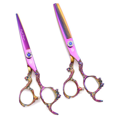 Purple Dragon Professzionális Hajolló 6" Japan 440C Hajvágó Olló Vékonyító Olló Borbély Olló Dropshipping Z9003