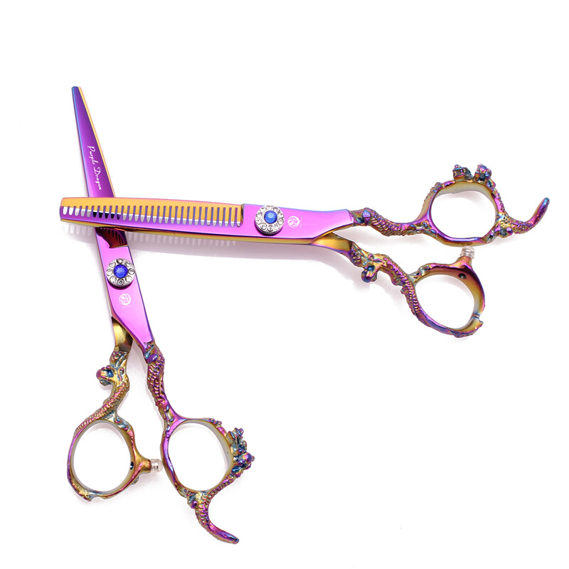 Purple Dragon Professional Hair Scissors 6" Japan 440C Hair Cutting Scissors Thinning Shears Barber Scissors Dropshipping Z9003