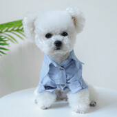 Koerte mood Denim Sinine särk pehmed koerariided Väikestele Koertele Kutsikas Poiss Vormiriietus Mopsid Chihuahua Yorkie Prantsuse ülikonnad