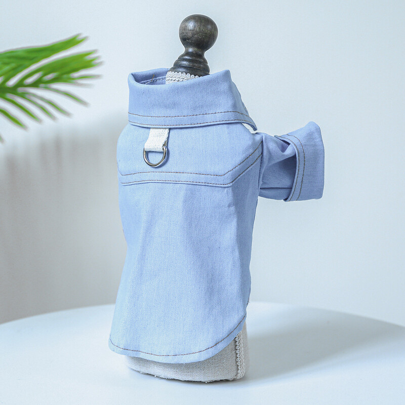 Μόδα σκύλου Τζιν Μπλε πουκάμισο μαλακά ρούχα σκύλου για μικρά σκυλιά Puppy Boy Uniform Pugs Chihuahua Yorkie γαλλικά κοστούμια