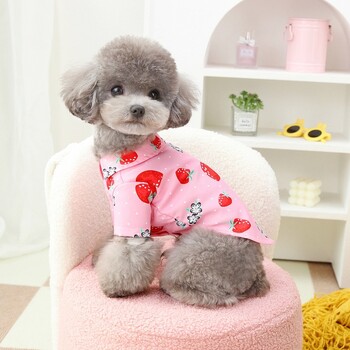 Teddy Fruit Shirt Ρούχα για κατοικίδια Puppy Summer Cute Clothes Thin Ανοιχτό Κουμπί Πουκάμισο Yorkshire Ρούχα με δύο πόδια