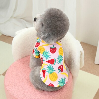 Teddy Fruit ing Kisállat Ruhák Kölyök Nyári Aranyos Ruhák Vékony Nyitott Gombos ing Yorkshire Két lábú Ruhák