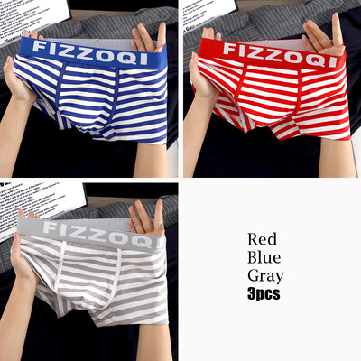 EXILIENS Márka 3db Csíkos Boxer Férfi Fehérnemű Új Pamut Férfi Boxer Cuecas Masculinas BoxerShort Férfi Bugyi Méret M-3XL 9918