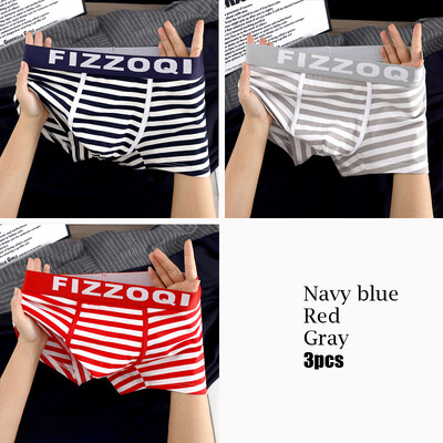 EXILIENS Márka 3db Csíkos Boxer Férfi Fehérnemű Új Pamut Férfi Boxer Cuecas Masculinas BoxerShort Férfi Bugyi Méret M-3XL 9918