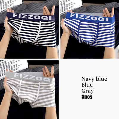 EXILIENS Márka 3db Csíkos Boxer Férfi Fehérnemű Új Pamut Férfi Boxer Cuecas Masculinas BoxerShort Férfi Bugyi Méret M-3XL 9918