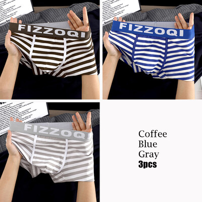 EXILIENS Márka 3db Csíkos Boxer Férfi Fehérnemű Új Pamut Férfi Boxer Cuecas Masculinas BoxerShort Férfi Bugyi Méret M-3XL 9918