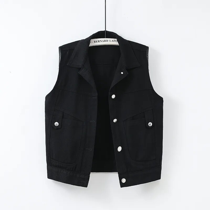 Sarkana Jean Cowboy veste, džinsa veste sievietēm, 2023. gada pavasaris, rudens, jauni topi bez piedurknēm Īsa jaka, virsdrēbes