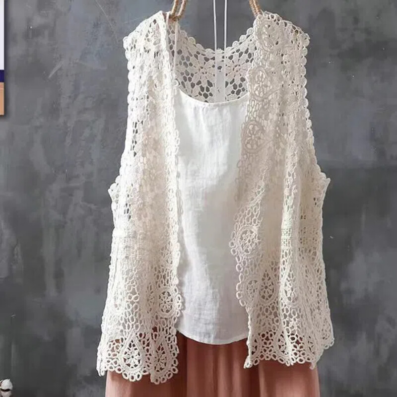 Suvine originaal konkslillega õõnes sall Vest Mood puhtast puuvillast hingav lahtine naiste massiivne V-kaelusega varrukateta kardigan mantel