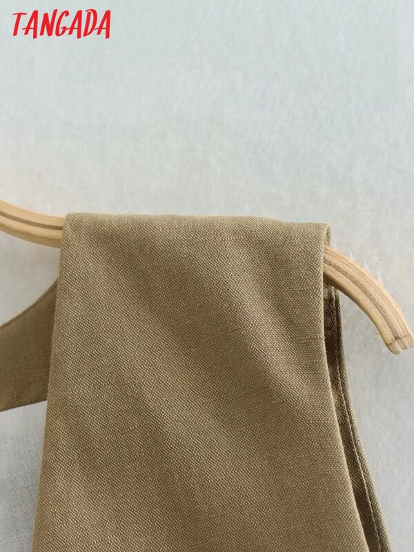 Tangada 2023 vestă decupată de in, haină de damă, vestă, fără mâneci, elegantă, 6P120