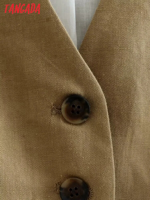 Tangada 2023 vestă decupată de in, haină de damă, vestă, fără mâneci, elegantă, 6P120