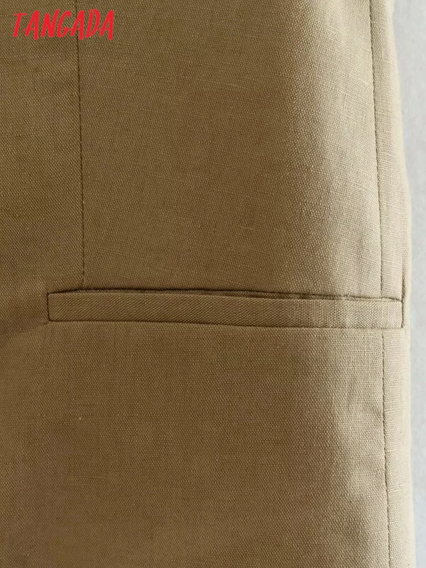 Tangada 2023 vestă decupată de in, haină de damă, vestă, fără mâneci, elegantă, 6P120