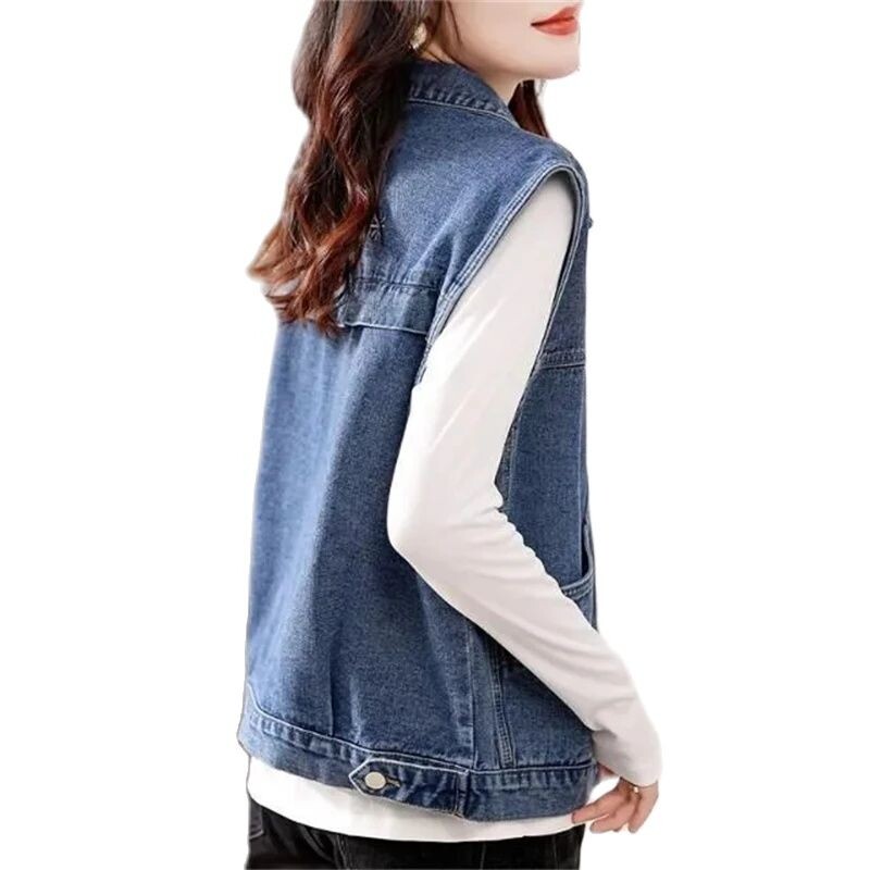 Sieviešu džinsu jaka, veste 2024. gadā, jauna pavasara un rudens, eleganta, ērta sieviešu mētelis, ikdienas sieviešu kovboju tops