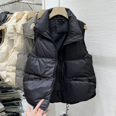 Női rövid pamut mellény 2023 tavaszi ősz tél új bő szabású külső kabát női meleg mellény Camisole kabát kardigán