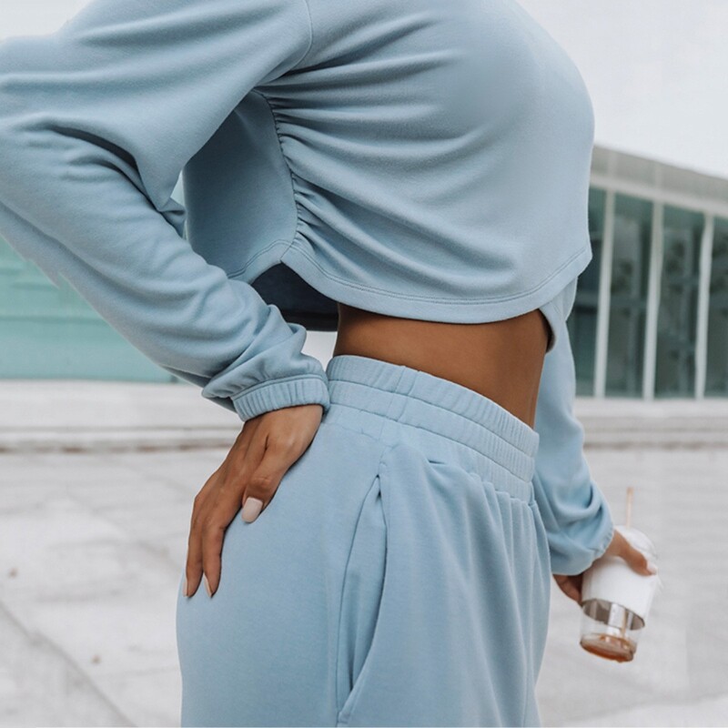 Savelkamās aukliņas divdaļīgs komplekts Sieviešu apģērbi, kapuču komplekti, kokvilnas spandekss, brīvā laika apģērbi, sieviešu apģērbi