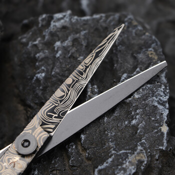 FnLune Damascus Pattern Професионални ножици за фризьорски салон Подстригване Бръснарско подстригване Изтъняване Warp Shear Lancet Фризьорски ножици