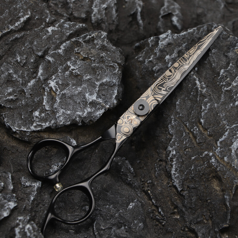 FnLune Damascus Pattern Profesionalios kirpyklos žirklės Kirpėjo Kirpėjas Plaukų kirpimas Retinamas Metmenų kirpimas Lancetas Kirpyklos Žirklės