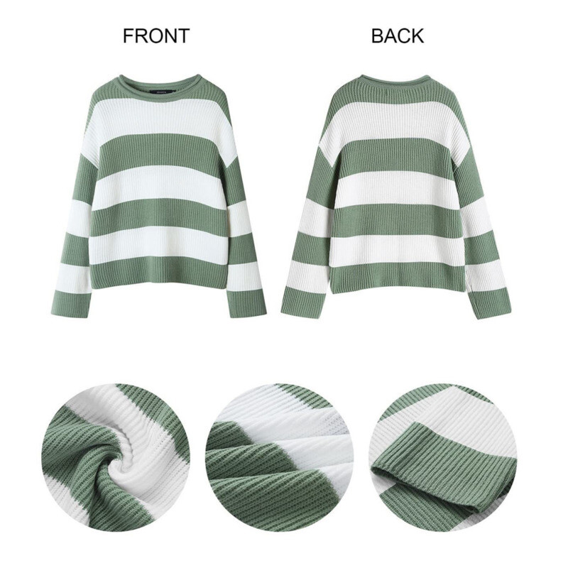 2024, la modă, tricot, pulover cu dungi verzi, pentru femei, cu mâneci lungi, cu mânecă trompetă, negru, pentru femei, tricot roșu, pulover liber