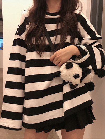 Csíkos ing Streetwear Harajuku pár felsők női hosszú ujjú gótikus ingek tavaszi női póló Vintage blúz felsők