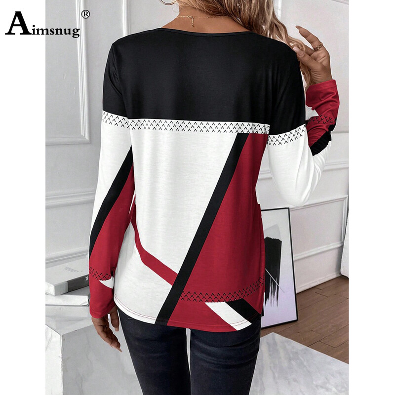 Aimsnug Pulovere cu mâneci lungi pentru femei, cu mochiuri, ocazional, retro, tricou cu dungi 2024, primăvară, boho, cu gâtul în formă de tricou