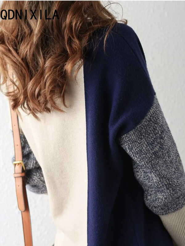 Trikotāžas džemperis Sieviešu rudens ziemas korejiešu jauni biezi silti džemperi ar apkakli Sieviešu garām piedurknēm, džemperi, džemperi