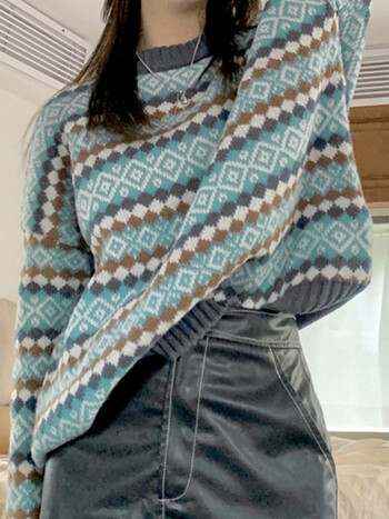 Коледен дамски пуловер Fair Isle Pullover Sweater