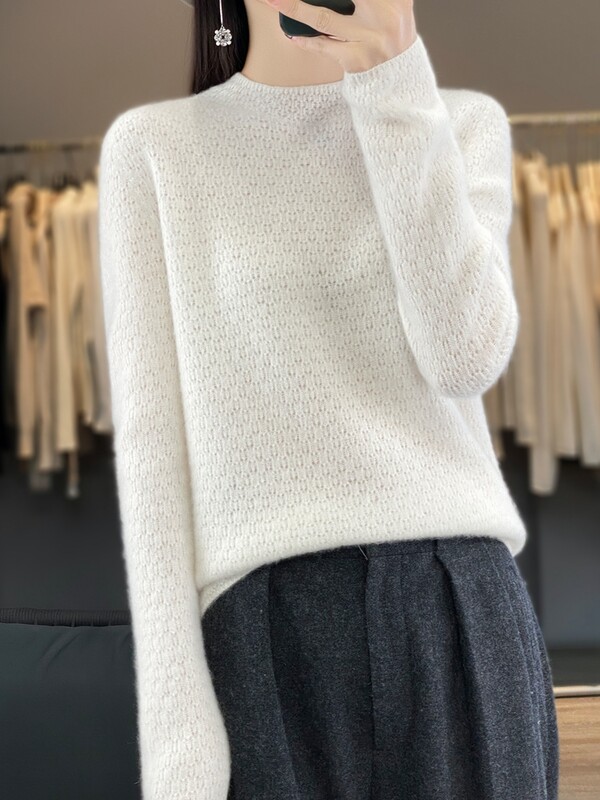 Sieviešu džemperis ar dobu džemperi, 100% merino vilnas, mīksts, silts pamatizgriezuma kakla džemperis rudens ziemas sieviešu kašmira trikotāža Mode