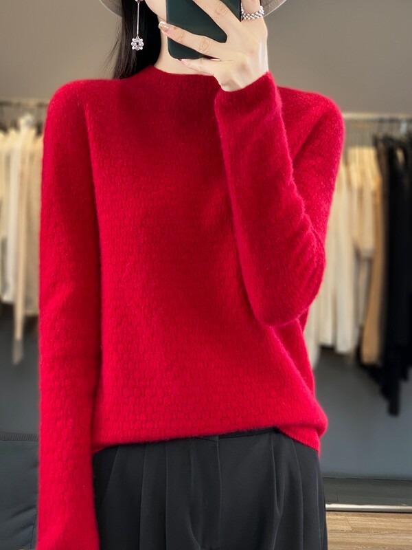 Sieviešu džemperis ar dobu džemperi, 100% merino vilnas, mīksts, silts pamatizgriezuma kakla džemperis rudens ziemas sieviešu kašmira trikotāža Mode