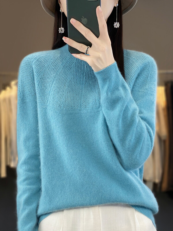 Sieviešu džemperis Rudens Ziemas džemperis ar kakla izgriezumu 100% merino vilnas dobs pamata garās piedurknes kašmira trikotāžas korejiešu modes džemperis