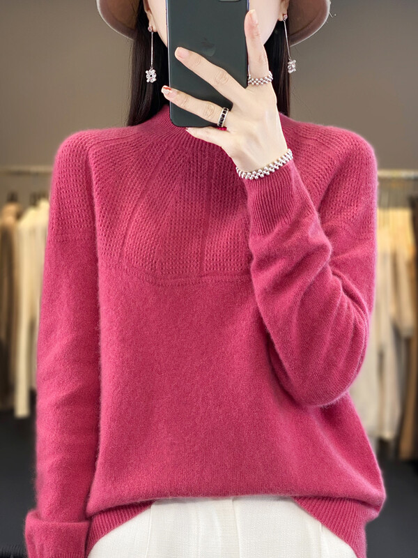 Sieviešu džemperis Rudens Ziemas džemperis ar kakla izgriezumu 100% merino vilnas dobs pamata garās piedurknes kašmira trikotāžas korejiešu modes džemperis