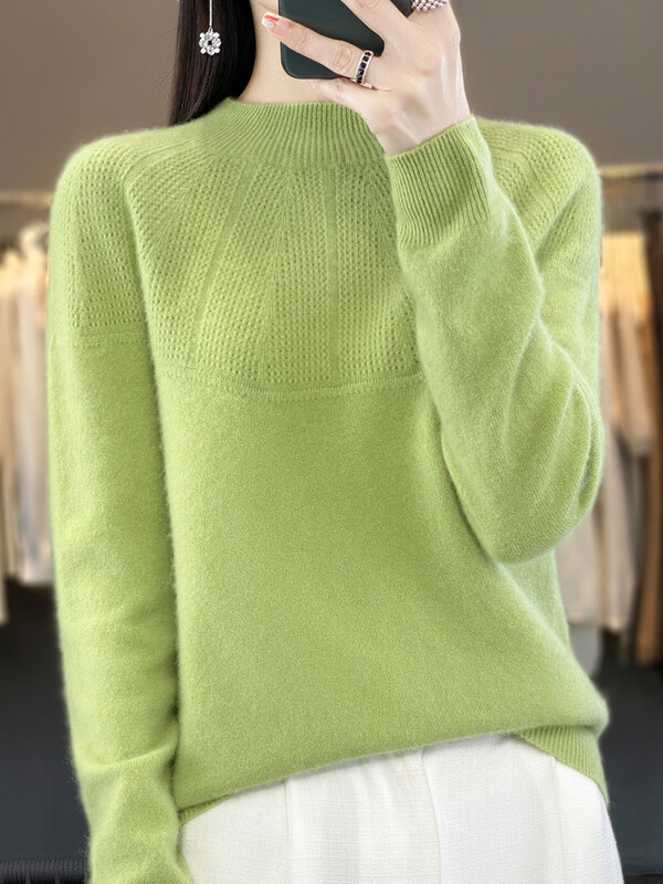 Sieviešu džemperis Rudens Ziemas džemperis ar kakla izgriezumu 100% merino vilnas dobs pamata garās piedurknes kašmira trikotāžas korejiešu modes džemperis