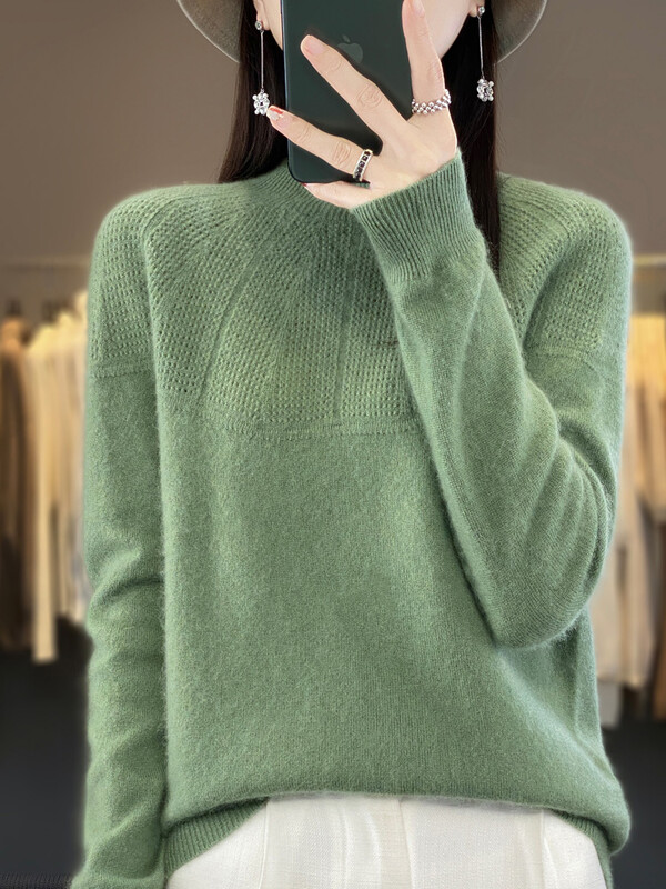 Sieviešu džemperis Rudens Ziemas džemperis ar kakla izgriezumu 100% merino vilnas dobs pamata garās piedurknes kašmira trikotāžas korejiešu modes džemperis
