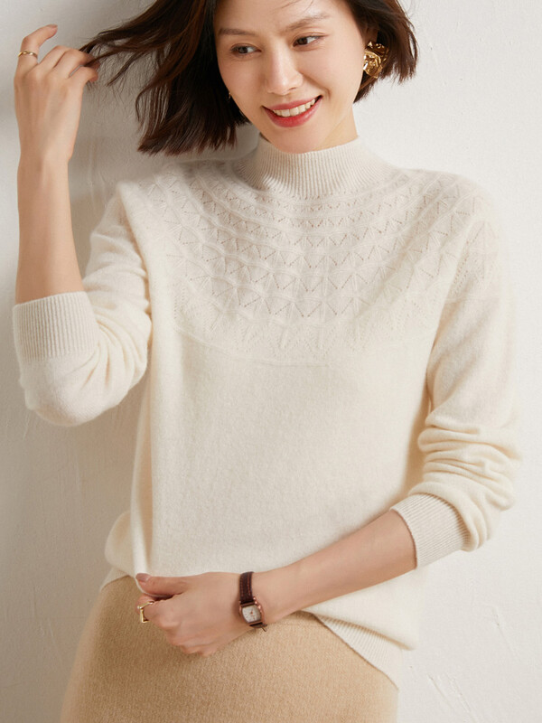 Pulover de toamnă iarnă cu decolteu fals pentru femei 100% lână merinos tricotaje de cașmir moale, solidă, îmbrăcăminte pentru femei Topuri