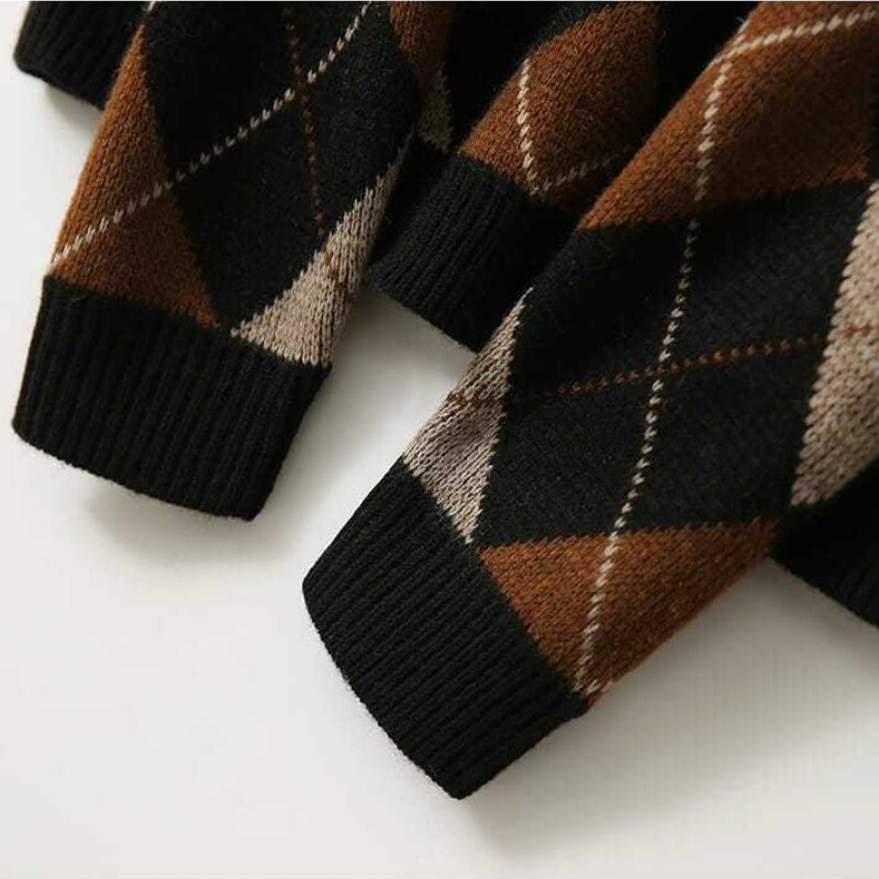 Rudens un ziemas sieviešu džemperis ar apaļu kakla izgriezumu, rūtains, brīvs džemperis, apakšveļa, modes ikdienas eleganti topi ar garām piedurknēm