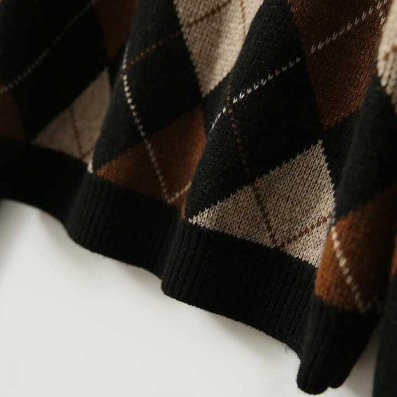 Rudens un ziemas sieviešu džemperis ar apaļu kakla izgriezumu, rūtains, brīvs džemperis, apakšveļa, modes ikdienas eleganti topi ar garām piedurknēm