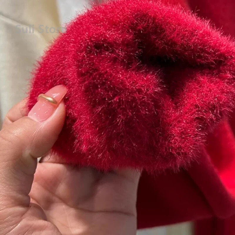 Sieviešu džemperis ar apkakli, 2024. gada ziemas retro sarkans ar samta oderi, biezināts iekšpuses krekls ar termiski adāmu apakšu