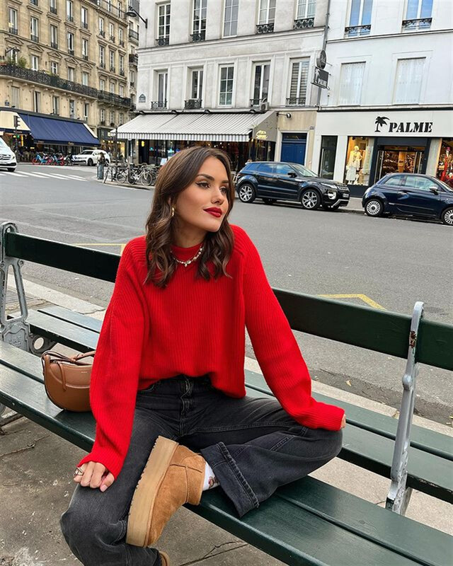 Γυναικεία Πλεκτά Χαλαρά Φθινοπωρινά Χειμερινά Πουλόβερ Γυναικεία πουλόβερ Μακρυμάνικα Casual Streetwear Γυναικεία πουλόβερ Γυναικεία πουλόβερ