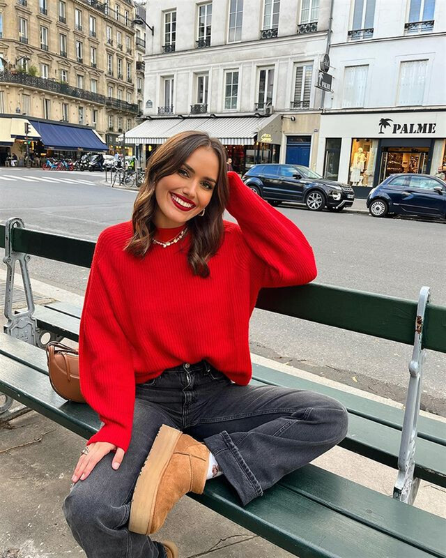 Γυναικεία Πλεκτά Χαλαρά Φθινοπωρινά Χειμερινά Πουλόβερ Γυναικεία πουλόβερ Μακρυμάνικα Casual Streetwear Γυναικεία πουλόβερ Γυναικεία πουλόβερ