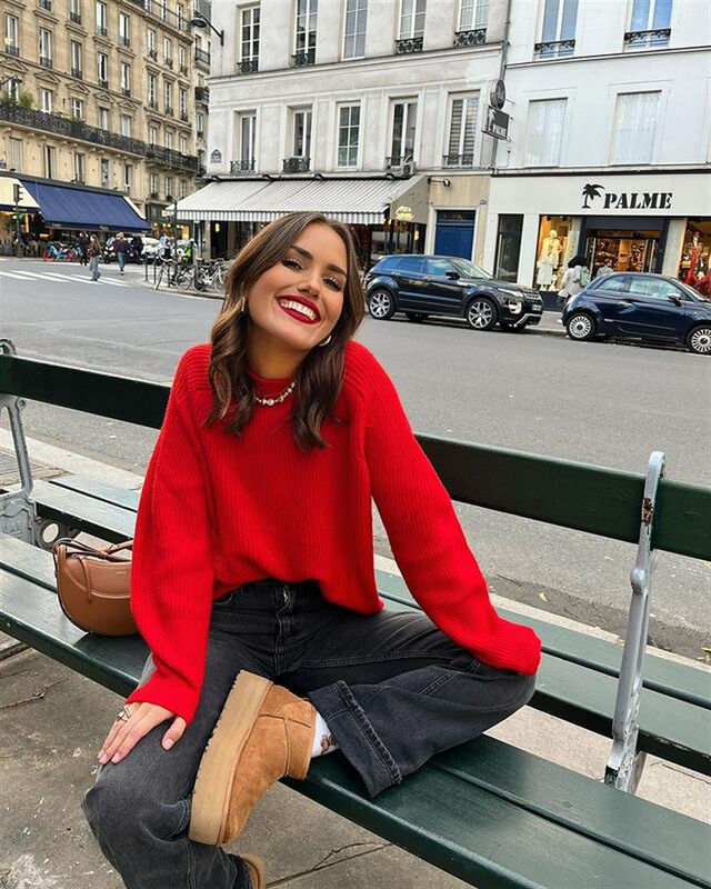 Γυναικεία Πλεκτά Χαλαρά Φθινοπωρινά Χειμερινά Πουλόβερ Γυναικεία πουλόβερ Μακρυμάνικα Casual Streetwear Γυναικεία πουλόβερ Γυναικεία πουλόβερ