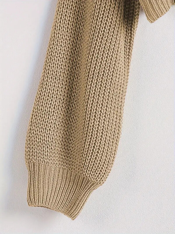 Pulovers džemperis ar augstu apkakli, ikdienišķs sieviešu džemperis ar garām piedurknēm apliets ar pleciem