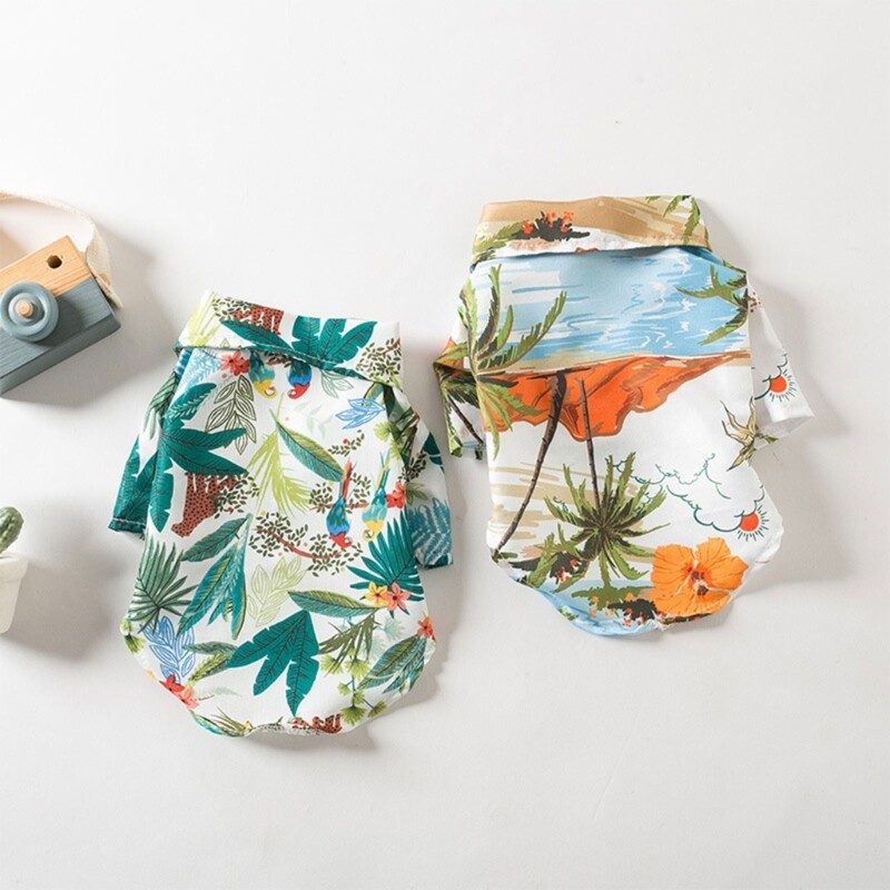X6HD Cămăși pentru câini pentru hawaieni Haine cool pentru câini Cămașă pentru câini de plajă Cămașă pentru cățeluși Tricou de vară pentru câini Cămăși pentru câini de vară
