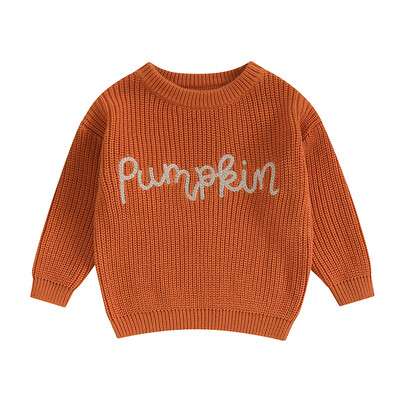 Pivanzore Toddler Kislány Fiú Halloween Pulóver Aranyos Betűmintás Tök Csecsemő Újszülött pulóver Meleg téli ruhák