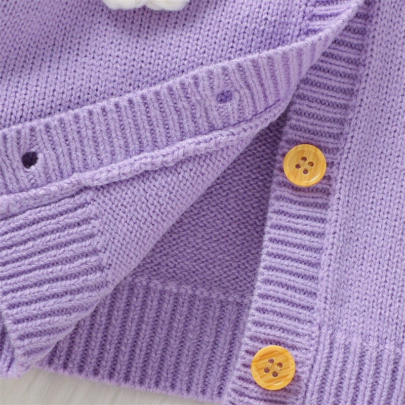 Jaundzimušo meiteņu džemperis, 2023. gada rudens ziemas modes puķu meiteņu trikotāžas jaciņa mētelis Virsdrēbes, mazuļu apģērbs