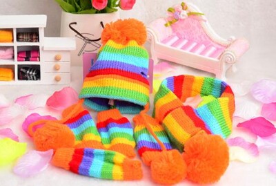 3db/szett Pet Dog Cap Chihuahua Mopsz Rózsaszín · Kötött sapka sál kis kutyáknak Téli kölyökruha szett Sapkák kutyáknak, hogy melegen tartsák G3
