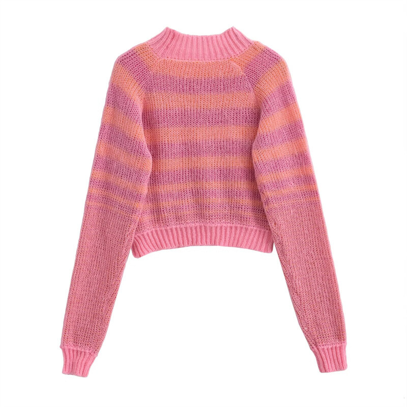 KEYANKETIAN rudens jauns sieviešu, maiga pieskāriena krāsu atbilstošs žakarda džemperis, džemperis ar O veida kakla garenām piedurknēm, modes apgriezts trikotāža