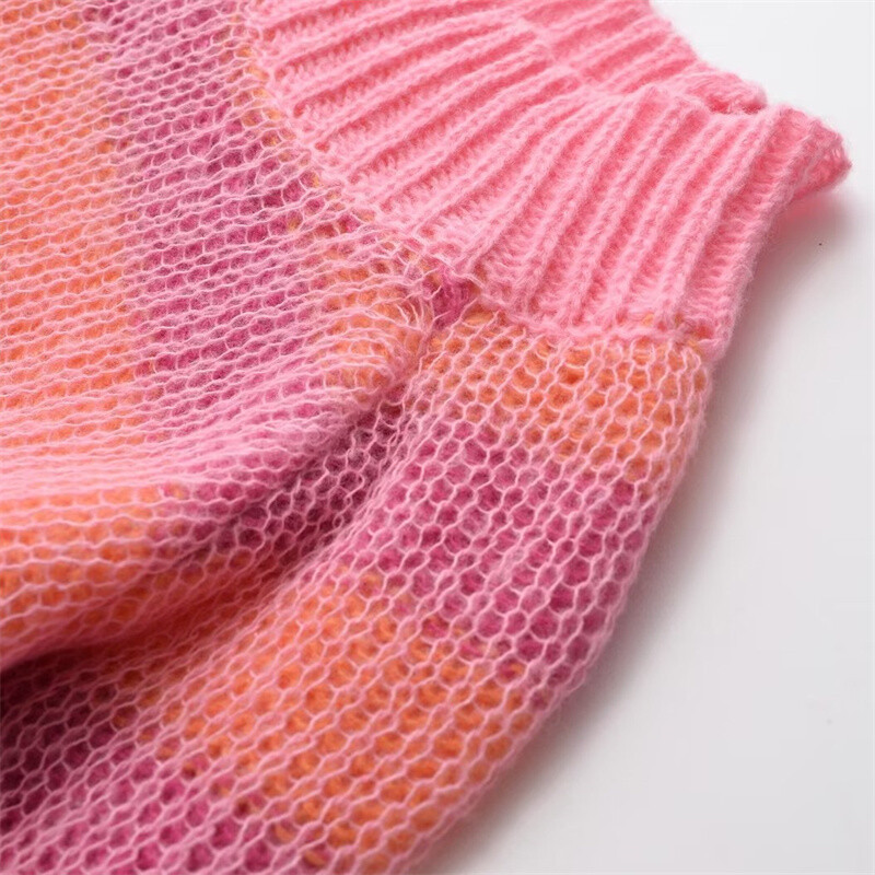 KEYANKETIAN rudens jauns sieviešu, maiga pieskāriena krāsu atbilstošs žakarda džemperis, džemperis ar O veida kakla garenām piedurknēm, modes apgriezts trikotāža