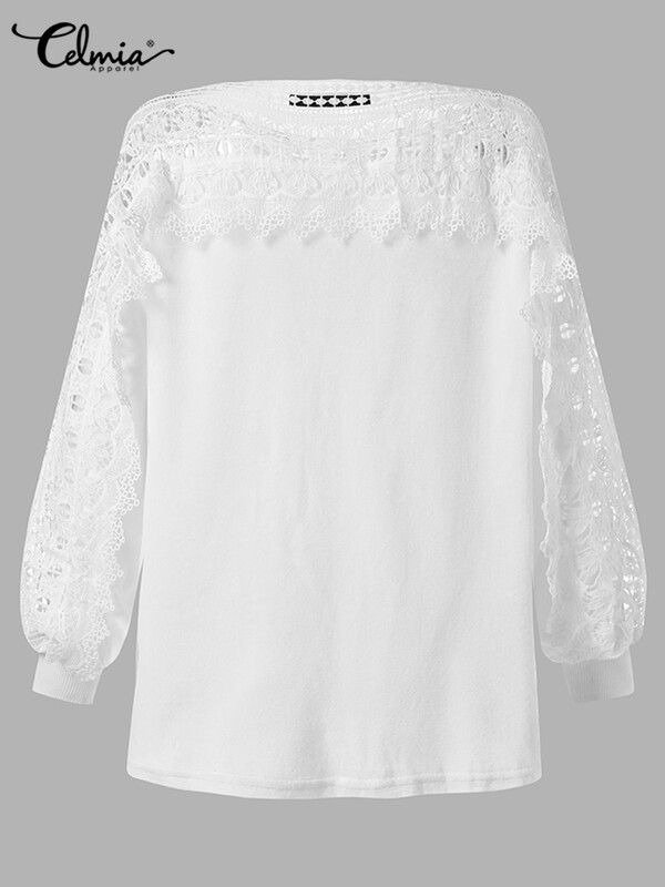 2023 Celmia Sieviešu pavasara plīša džemperi Džemperi Eleganti krekls ar garām piedurknēm Tunika Modes mežģīnes dobi kažokādas augšējie ielas apģērbi