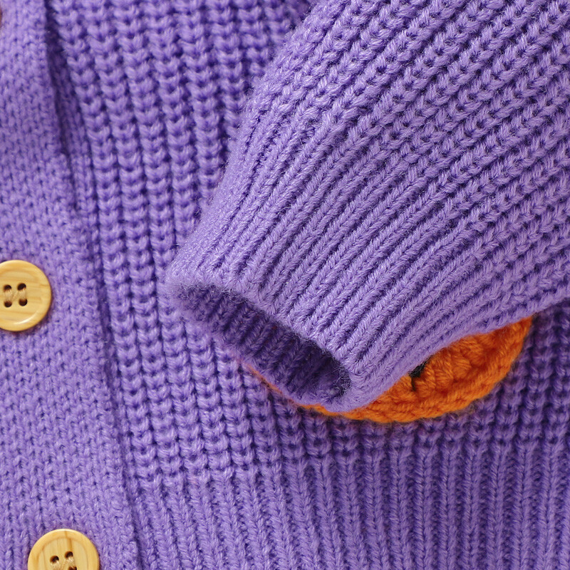 2024-05-31 Lioraitiin Baby Girls Halovīni trikotāžas jaciņa Ghost ķirbju izšuvumi Crew kakla džemperis mētelis rudens ziemas jaka