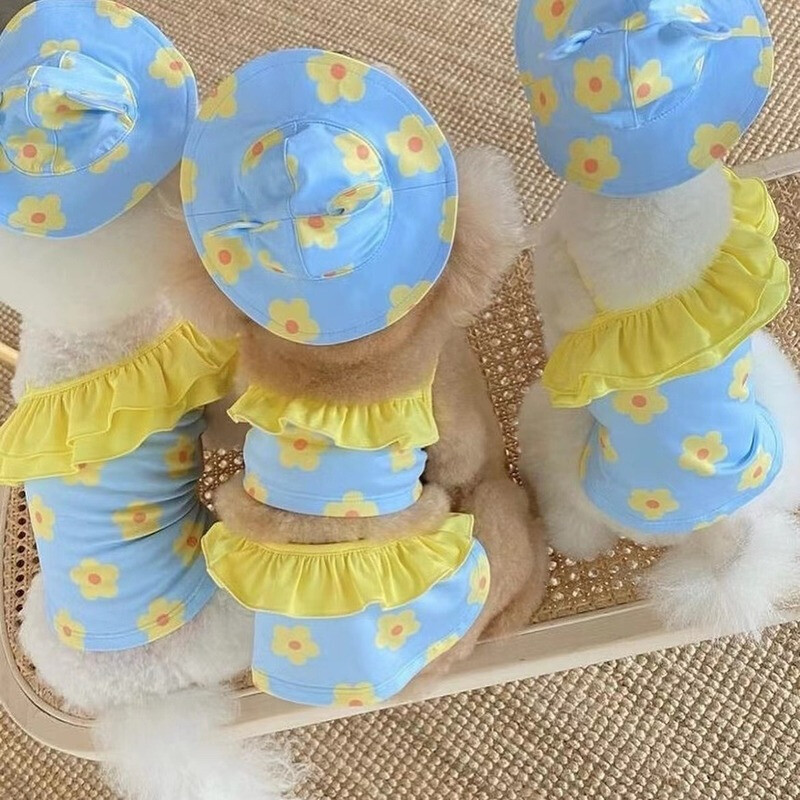 Costum de leopard roz pentru cămașă de corp pentru câine de companie cu pălărie Costum de baie dintr-o singură piesă Bikini cu halter câine pisică costum de baie respirabil